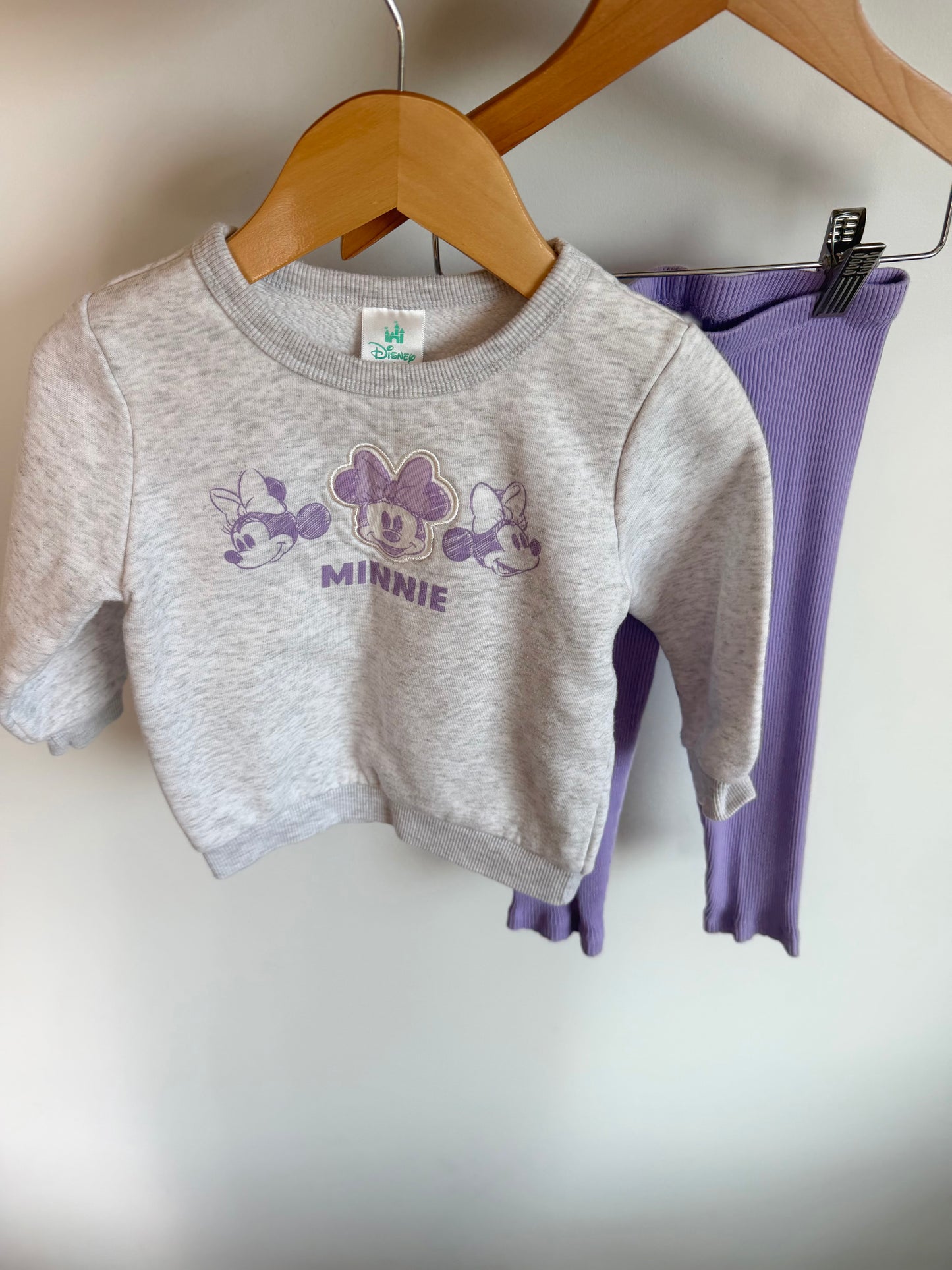 Minnie Sweater + Purple Pants Set / 24m