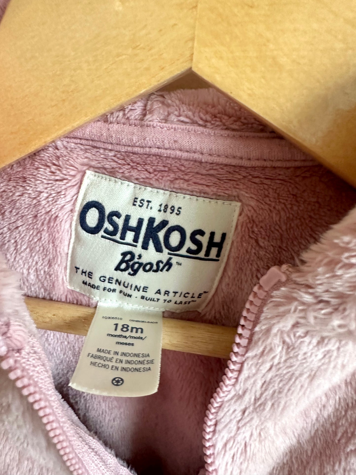 OshKosh Soft Blush Hoodie / 18m