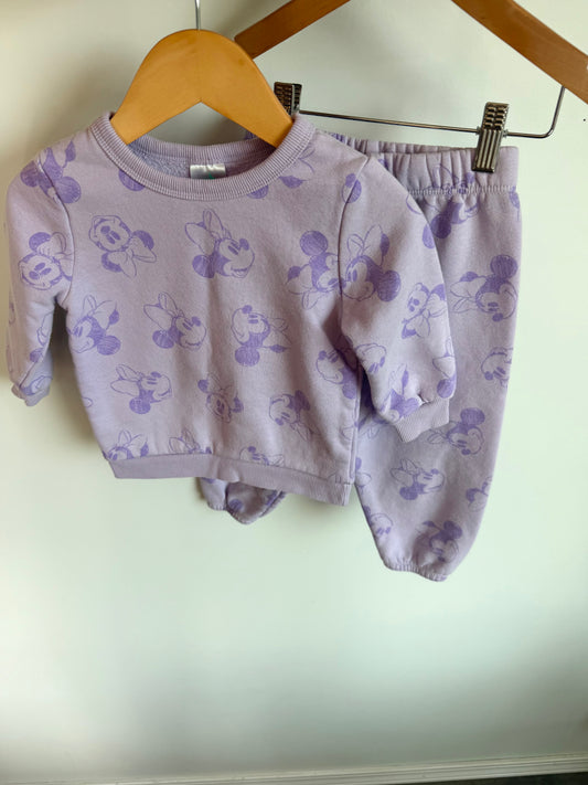 Minnie Purple Sweater + Pants Set / 24m
