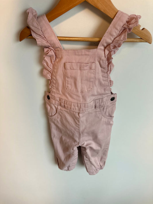Pink Ruffle Overalls / 9m
