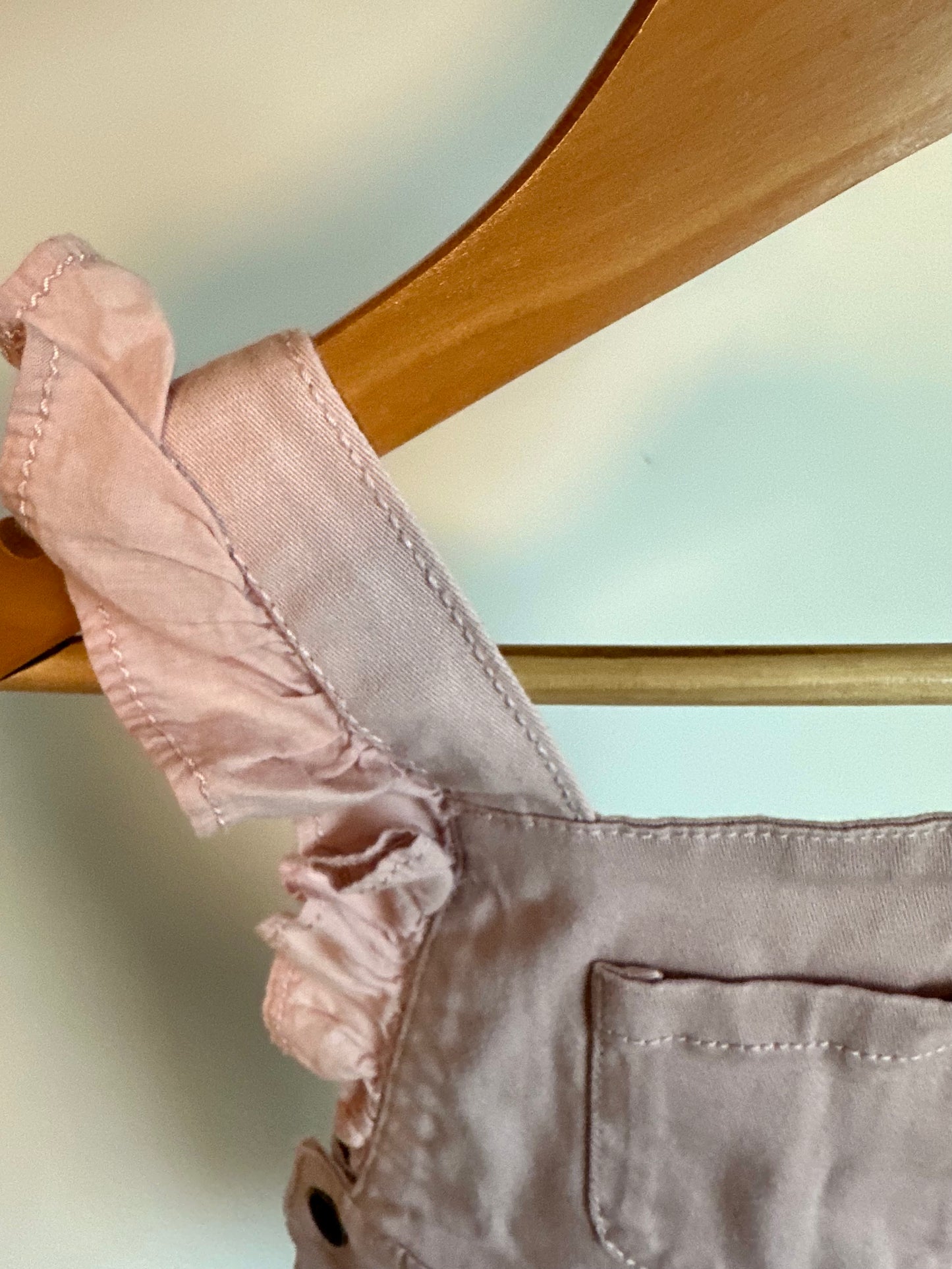 Pink Ruffle Overalls / 9m