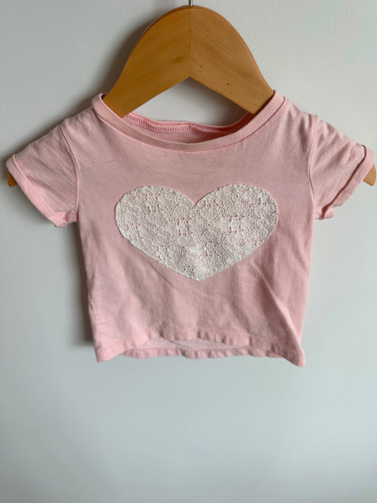 Pink Lace Heart T-shirt / 12m