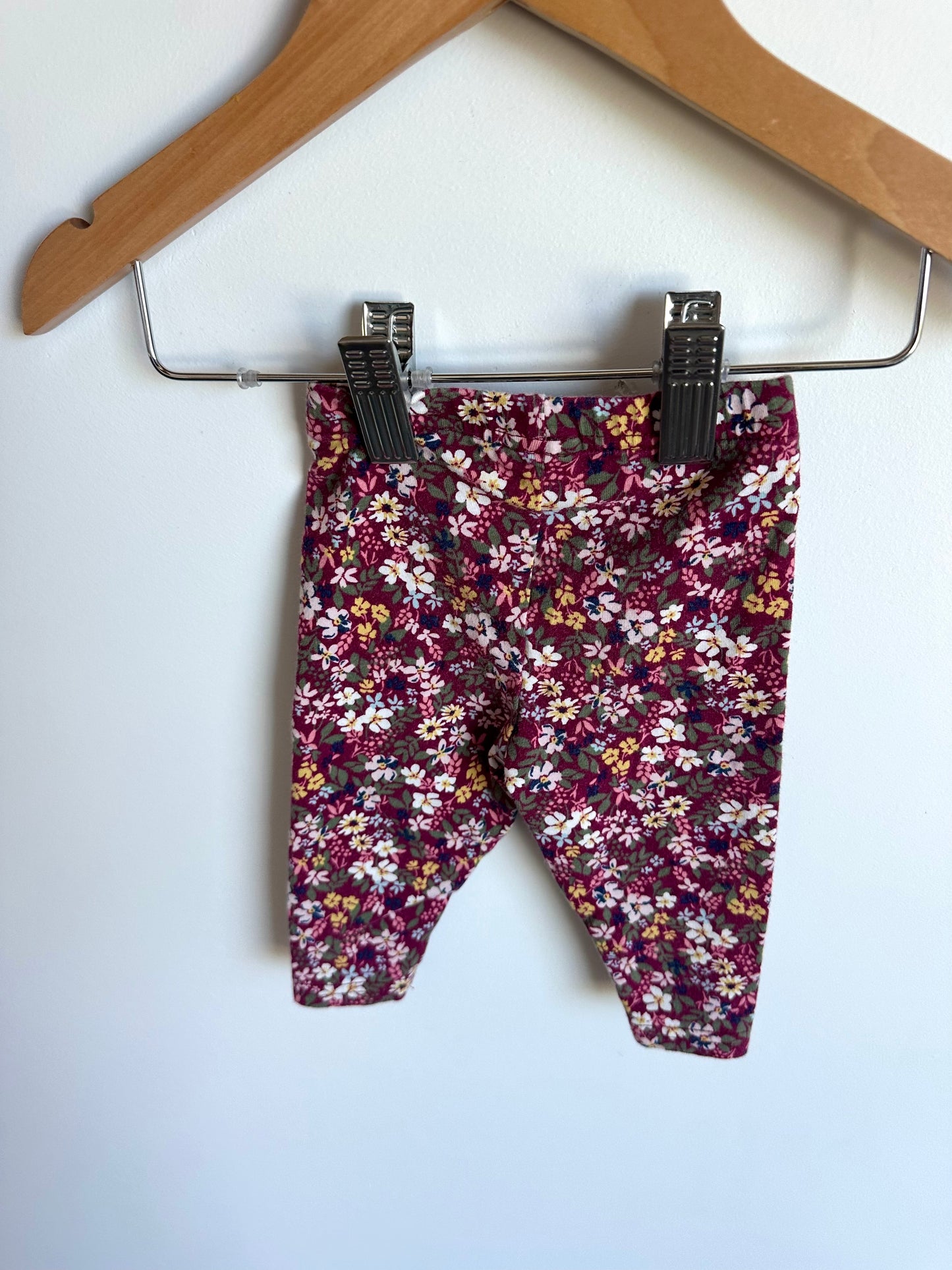 Maroon Floral Leggings / 3m