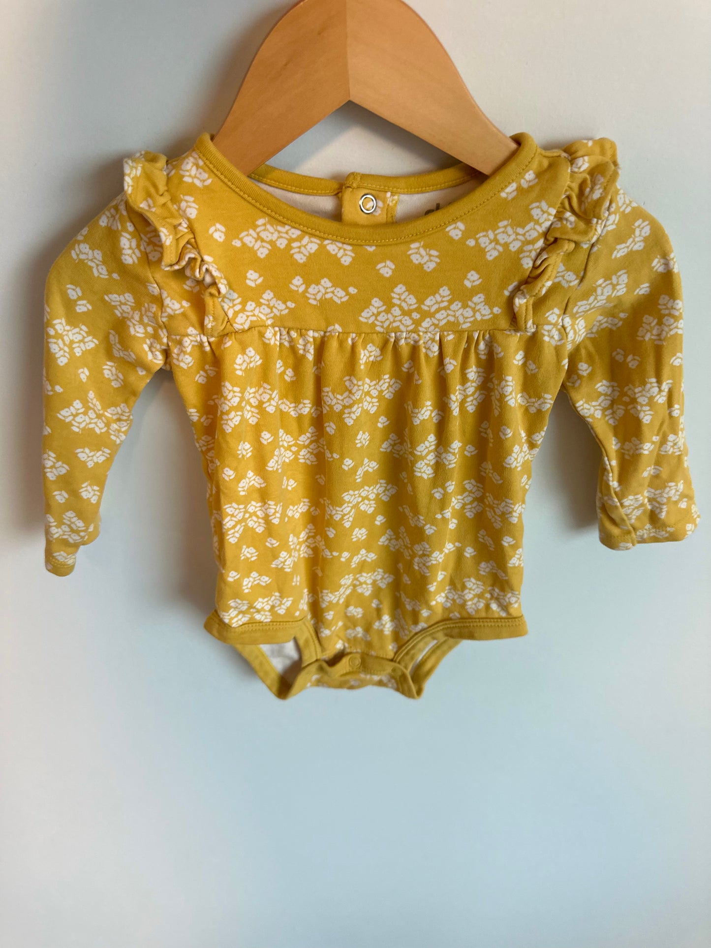 Marigold Ruffle Sleeve Floral Bodysuit / 12m