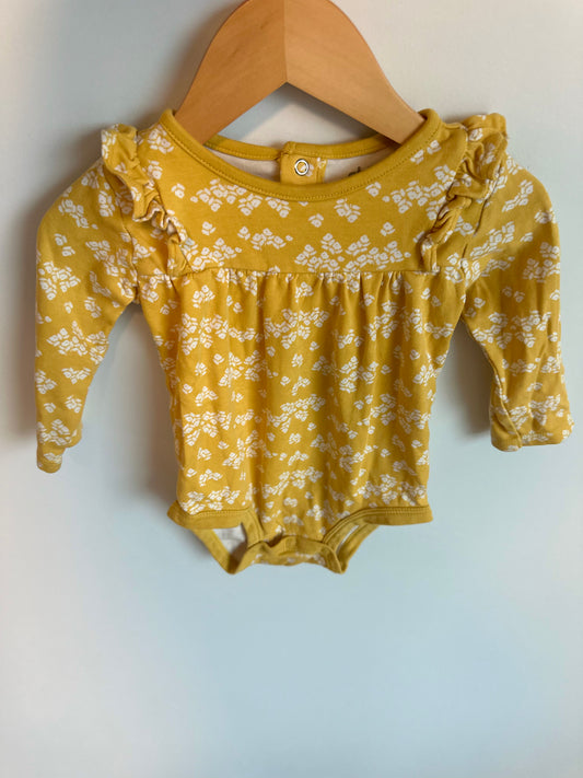 Marigold Ruffle Sleeve Floral Bodysuit / 12m