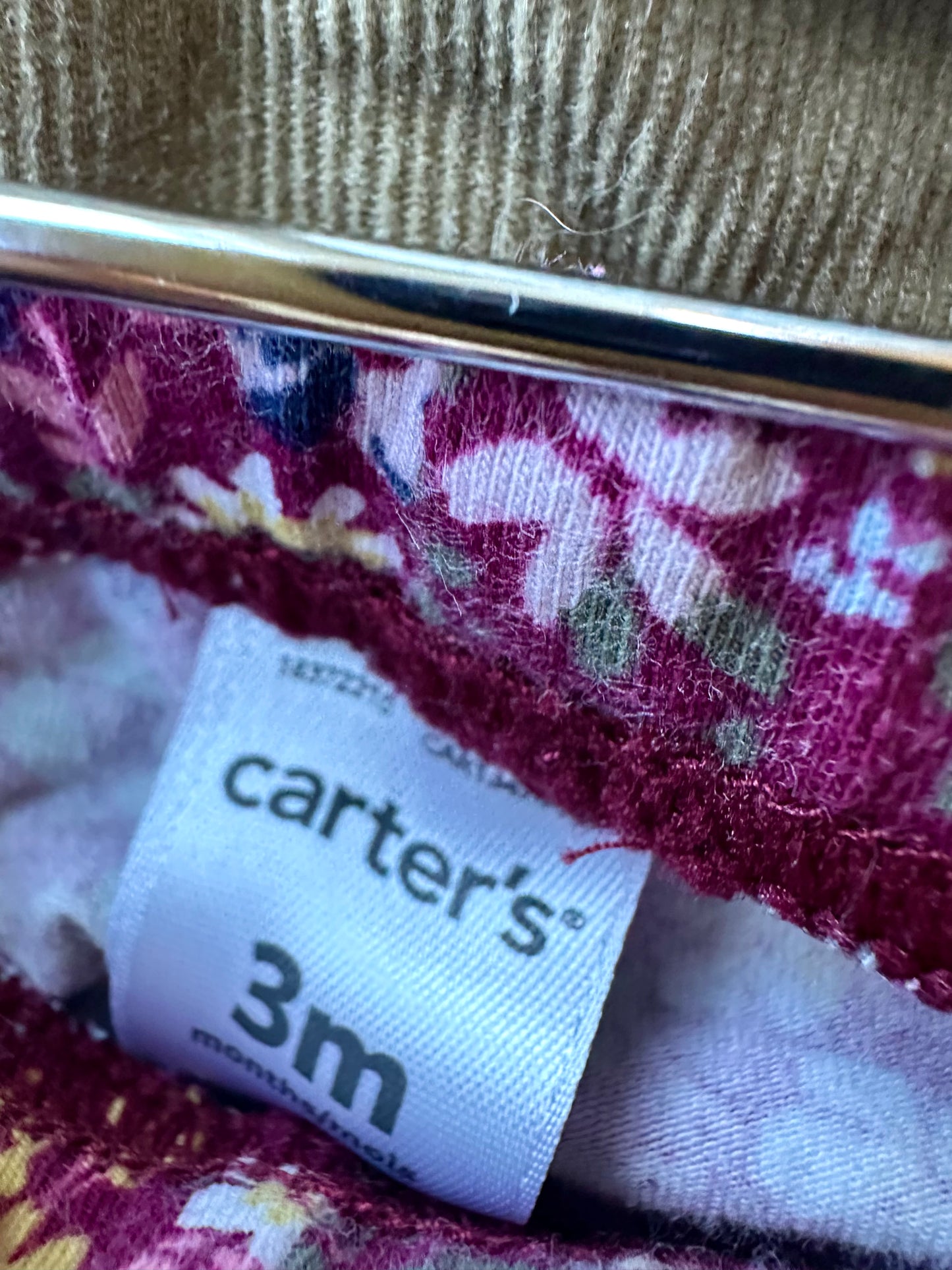 Maroon Floral Leggings / 3m