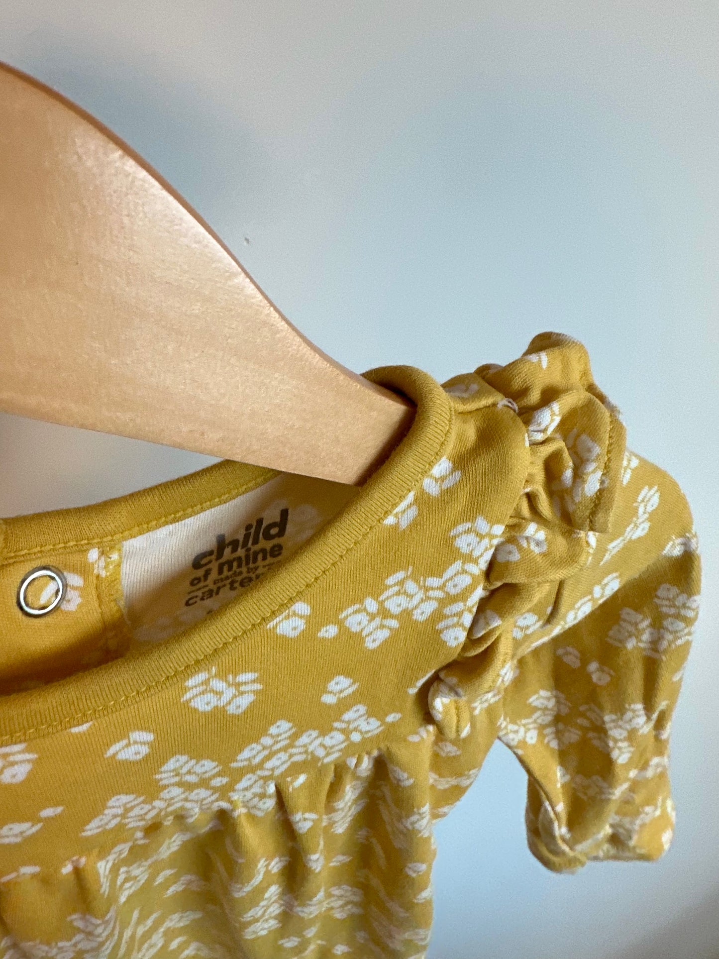 Marigold Ruffle Sleeve Floral Bodysuit / 12m