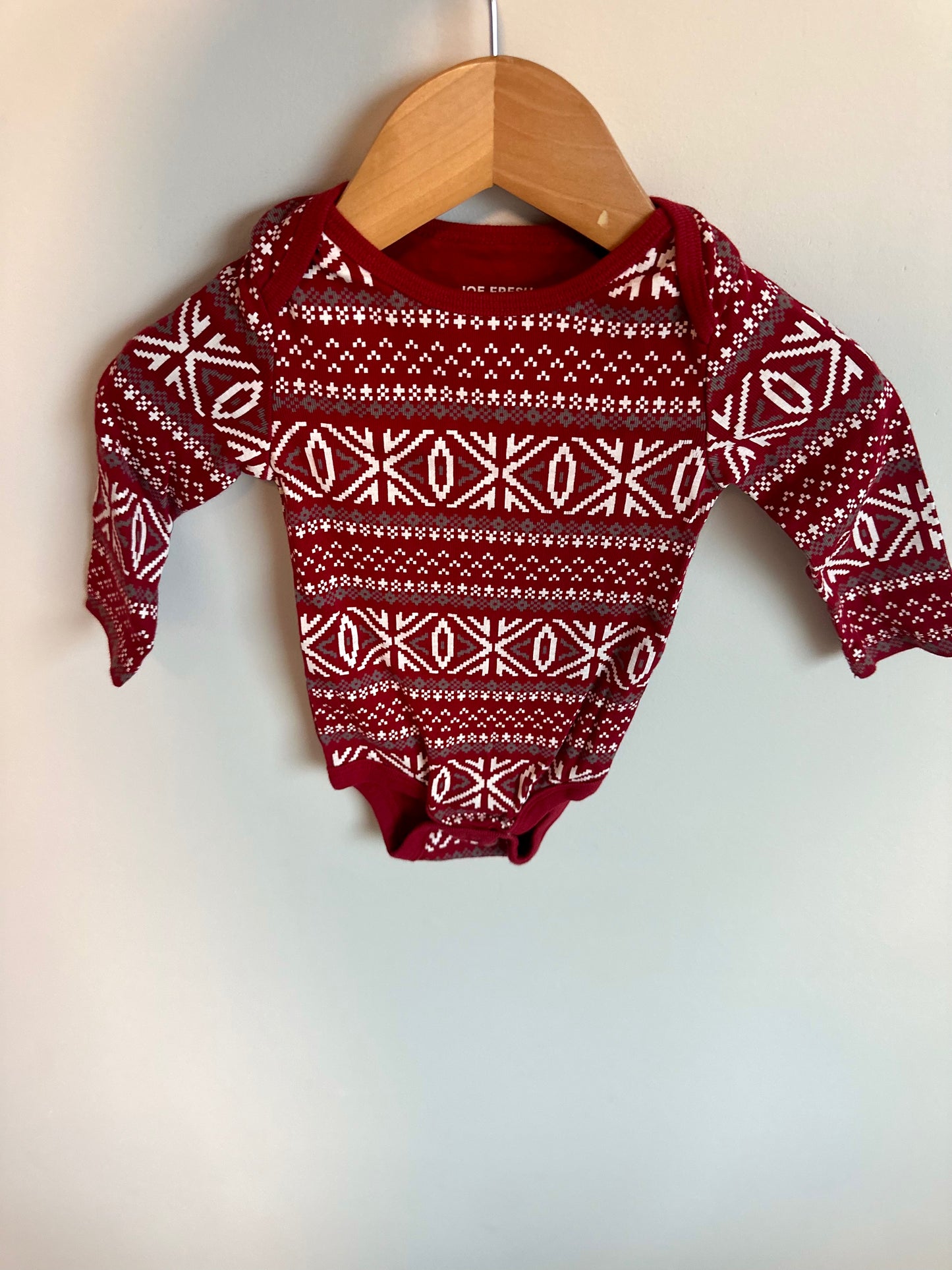 Red Christmas Pattern Bodysuit / 3-6m