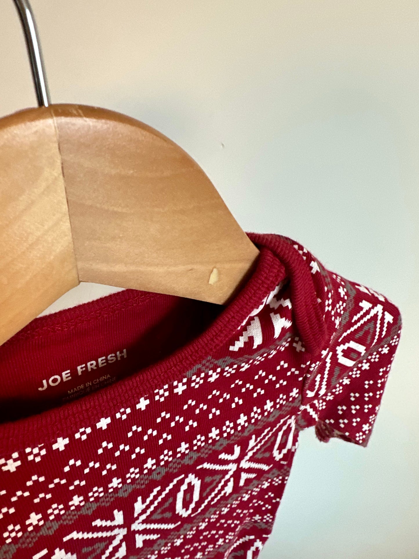 Red Christmas Pattern Bodysuit / 3-6m