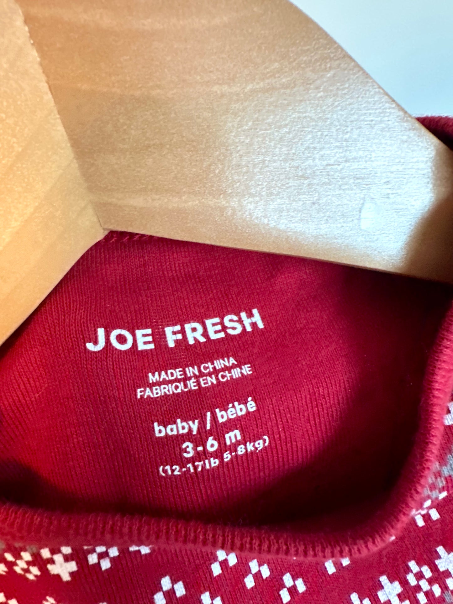 Red Christmas Pattern Bodysuit / 3-6m