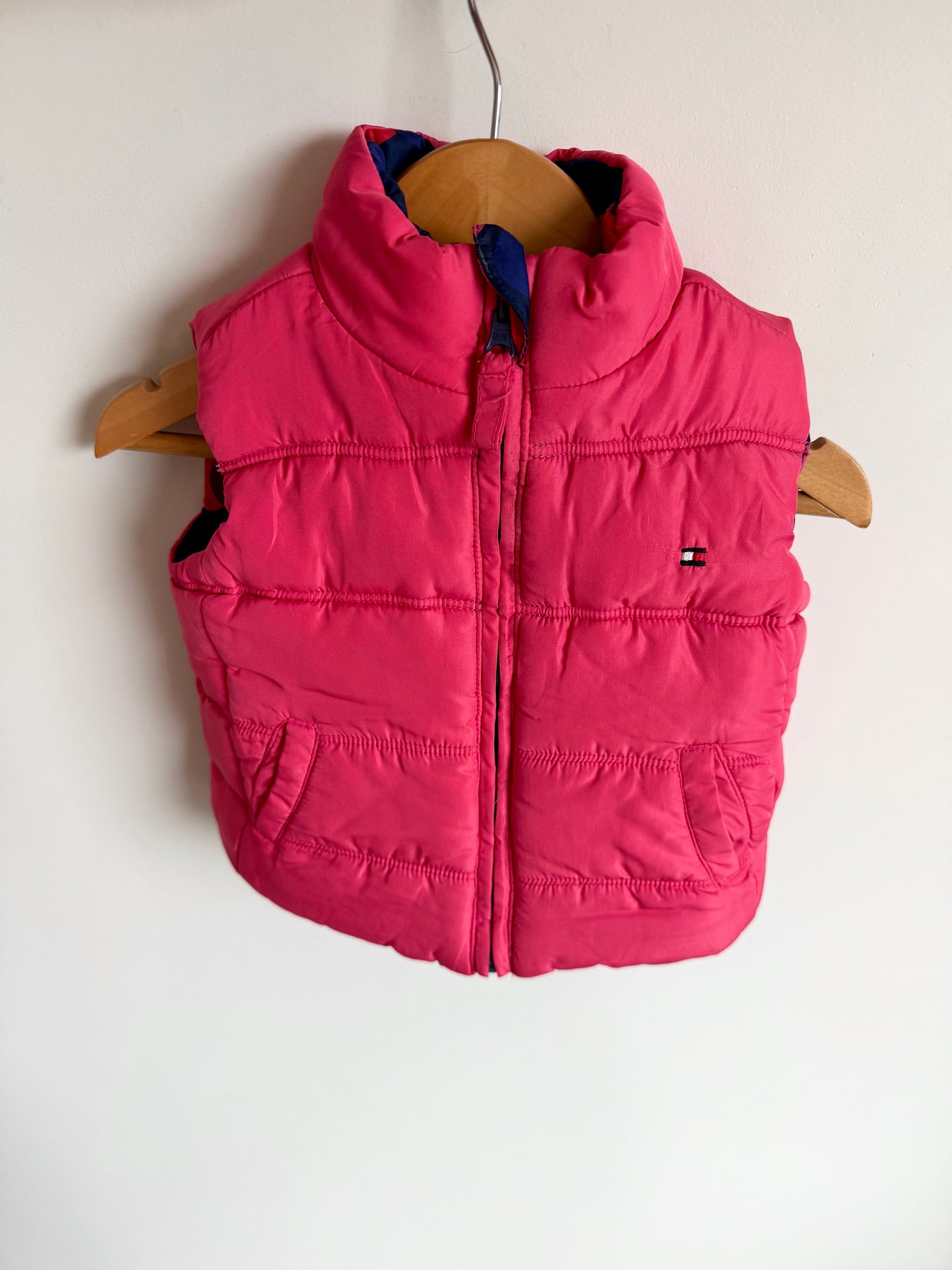 Reversible Puffer Pink + Dotted Vest / 12m