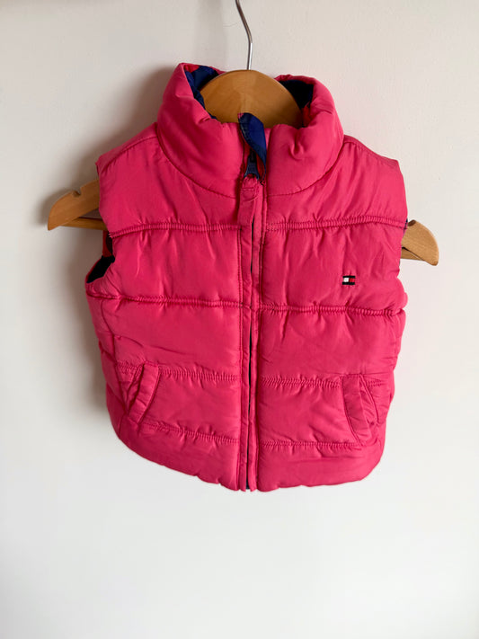 Reversible Puffer Pink + Dotted Vest / 12m