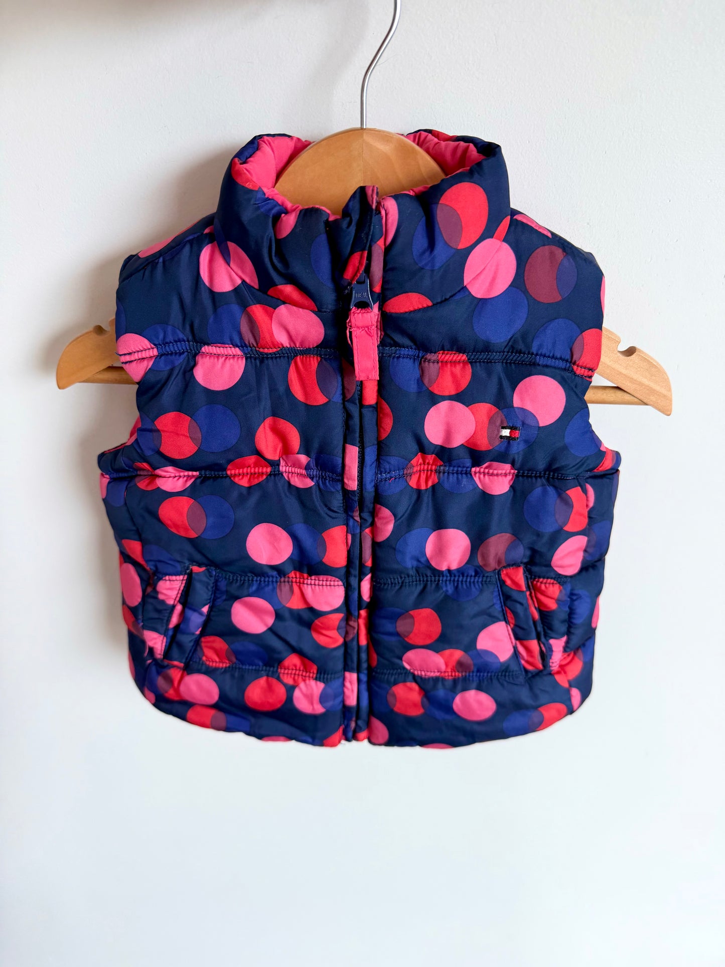 Reversible Puffer Pink + Dotted Vest / 12m