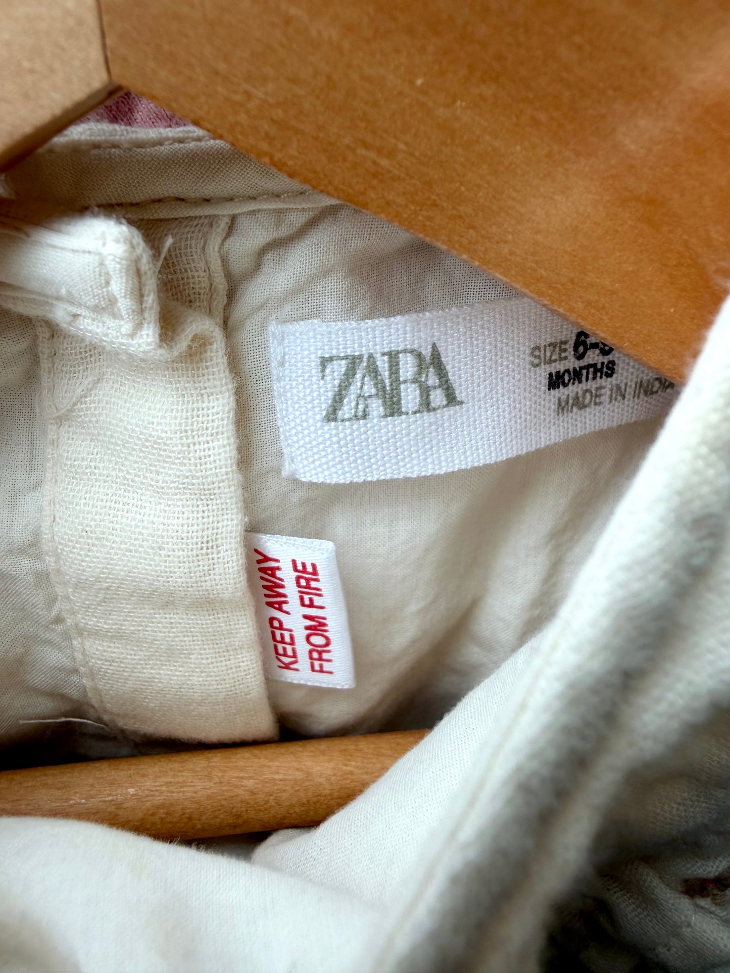 Zara Cream Embroidery Lined Dress / 6-9m