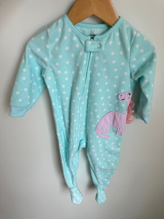 Pink Dino Fleece Sleeper / 12m