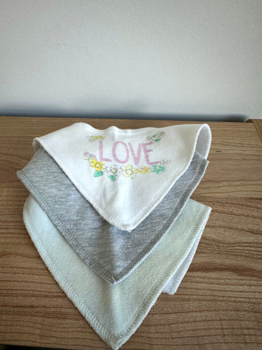 Love, Grey, Ice Blue Triangle Bibs (3)