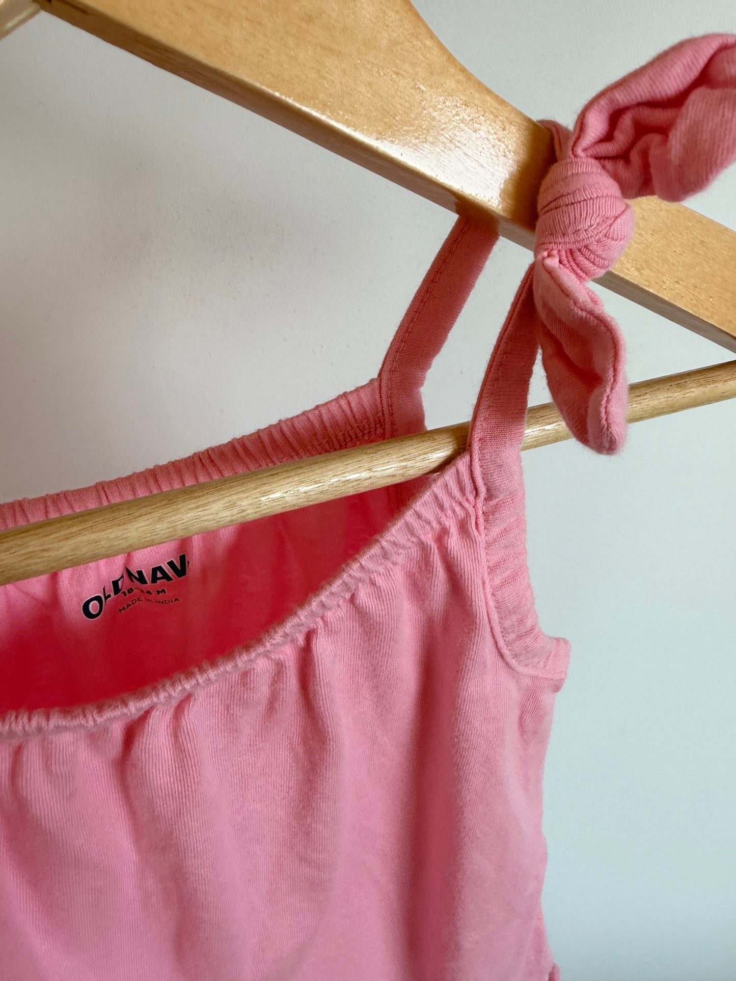 Pink Bow Strap Romper / 18-24m