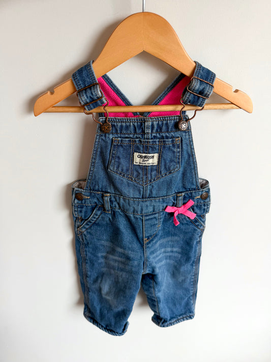 OshKosh Pink Bow Overalls / 9m