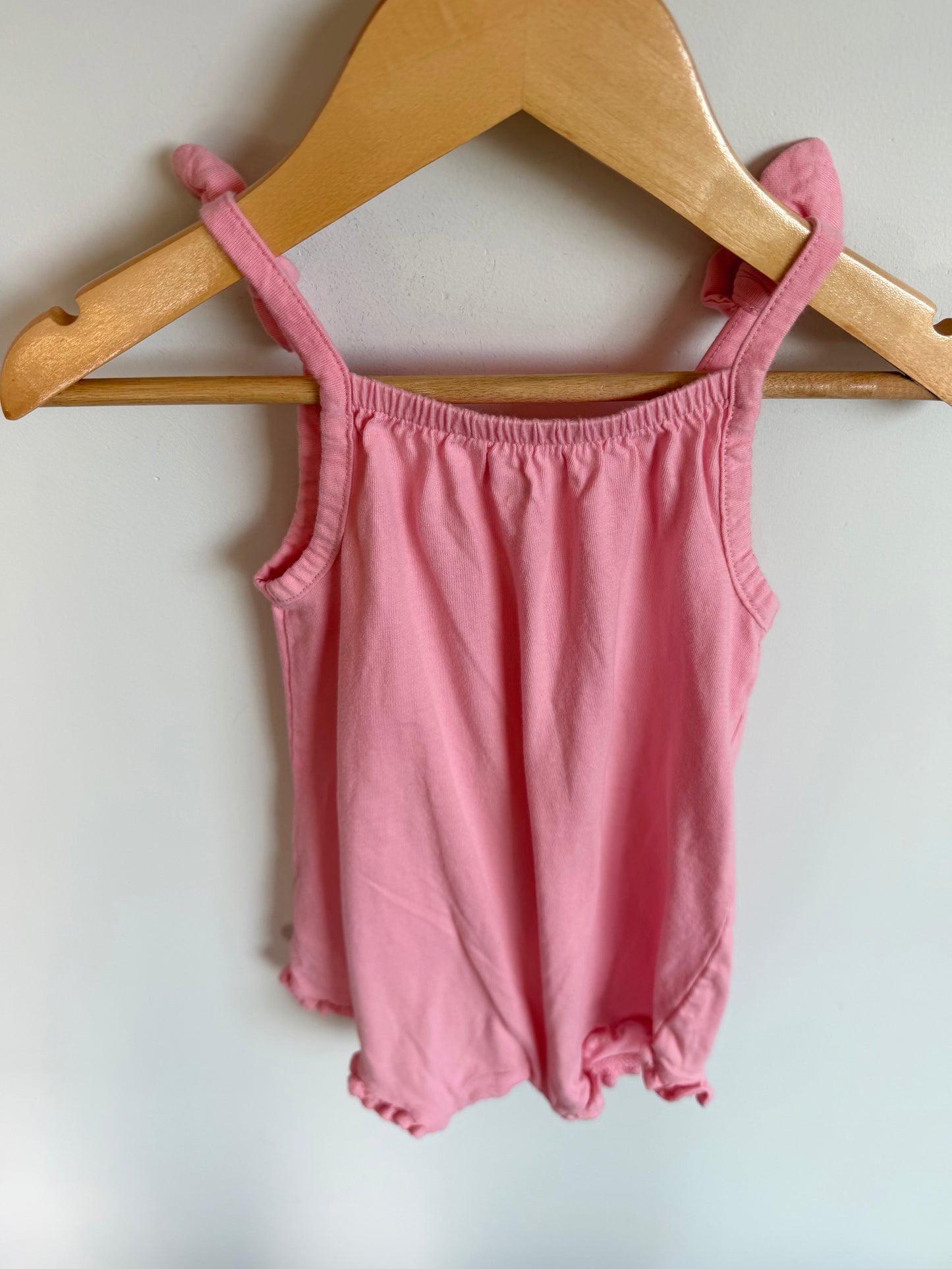 Pink Bow Strap Romper / 18-24m