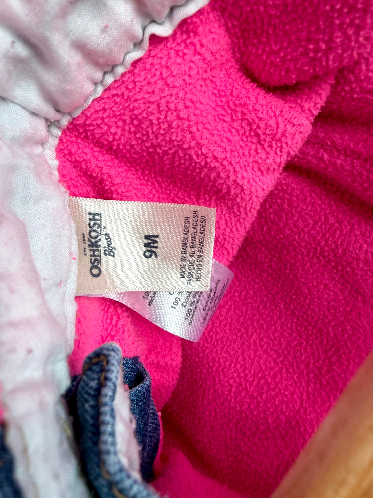 OshKosh Pink Bow Overalls / 9m