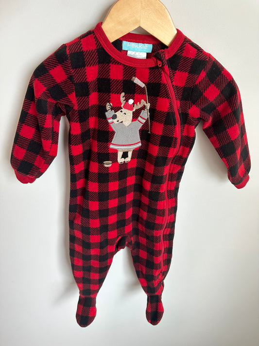 Fleece Moose Hockey Sleeper / 12m