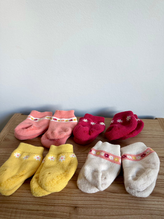Floral Trim Socks (8 pairs) / 0-6m