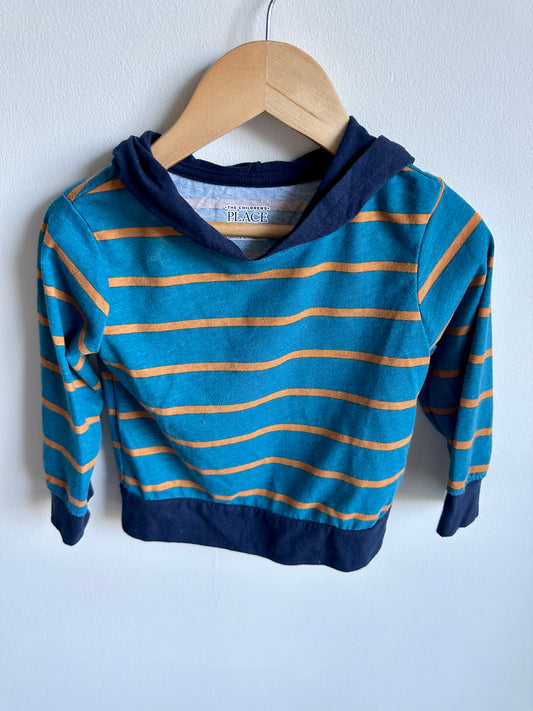 Hooded Blue Striped Top / 18-24m