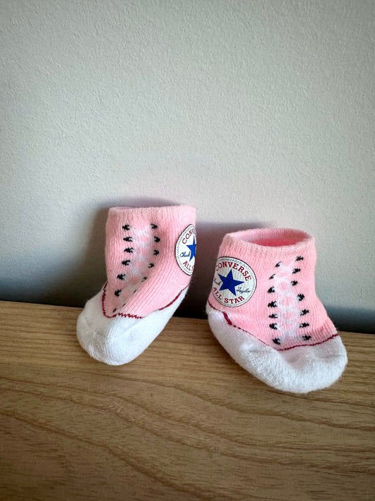 Converse, White + Pink Socks / 0-6m