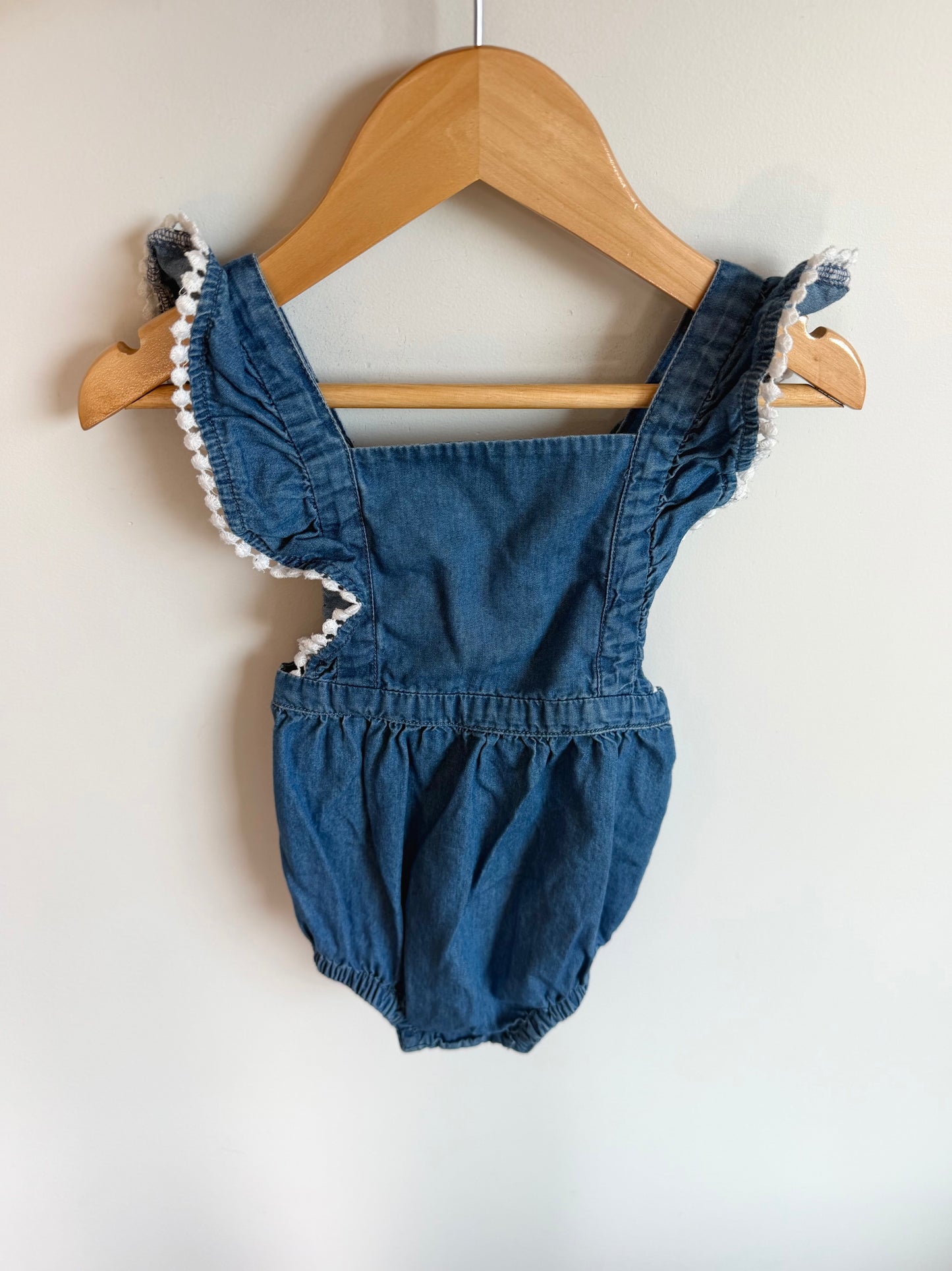 Chambray White Edge Bubble Romper / 18-24m