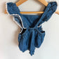 Chambray White Edge Bubble Romper / 18-24m