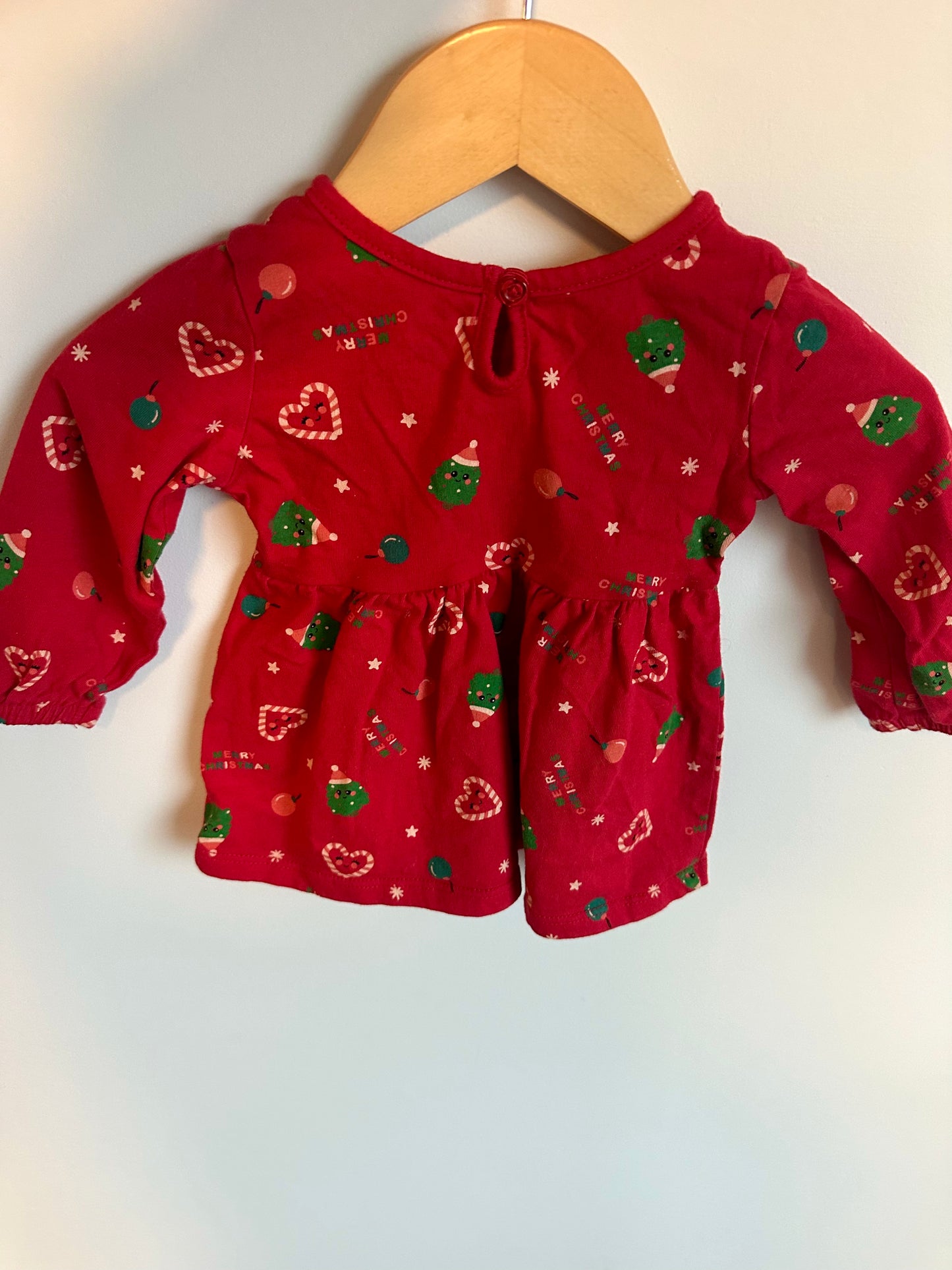 Red Christmas Icons Dress / 3-6m
