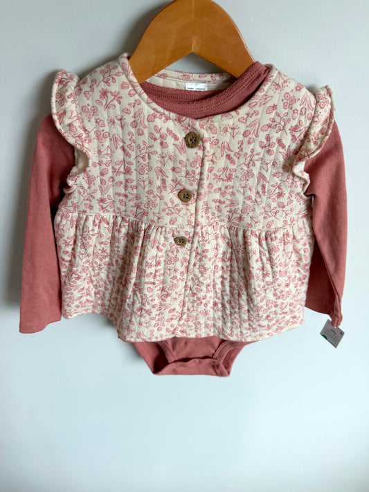 Floral Vest + Eylet Bodysuit (With tags) / 24m