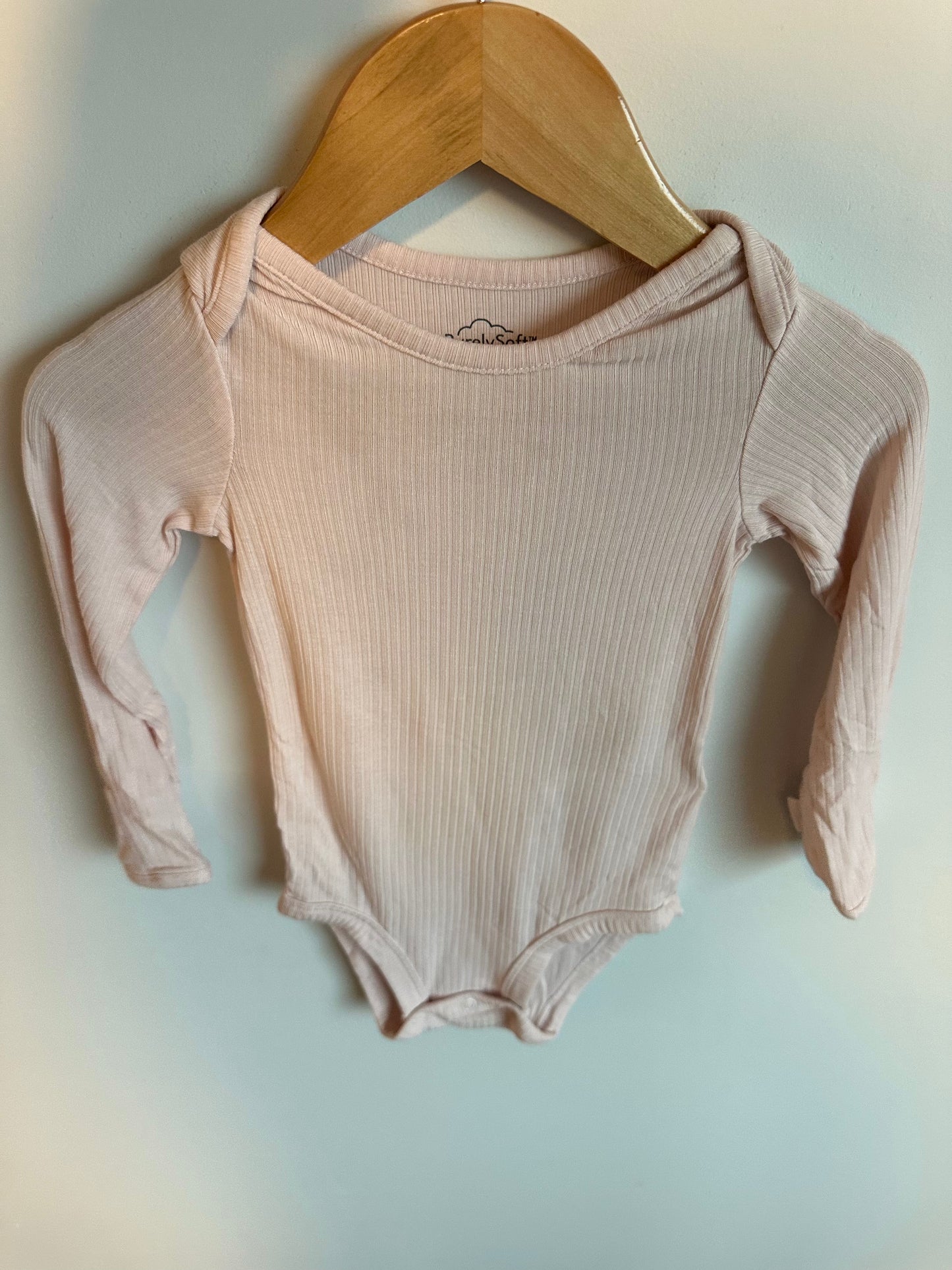 Soft Pink Ribbed Bodysuit / 9m