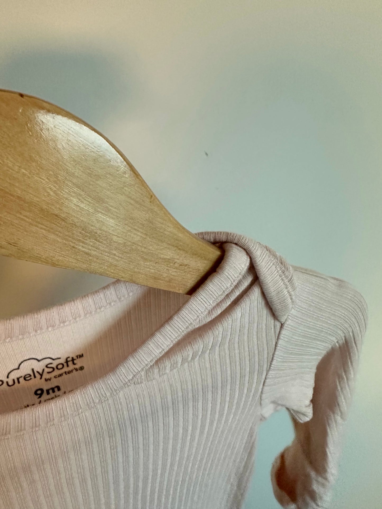 Soft Pink Ribbed Bodysuit / 9m