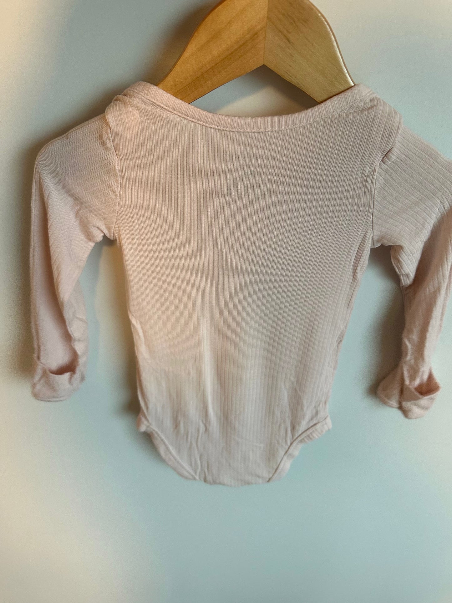 Soft Pink Ribbed Bodysuit / 9m