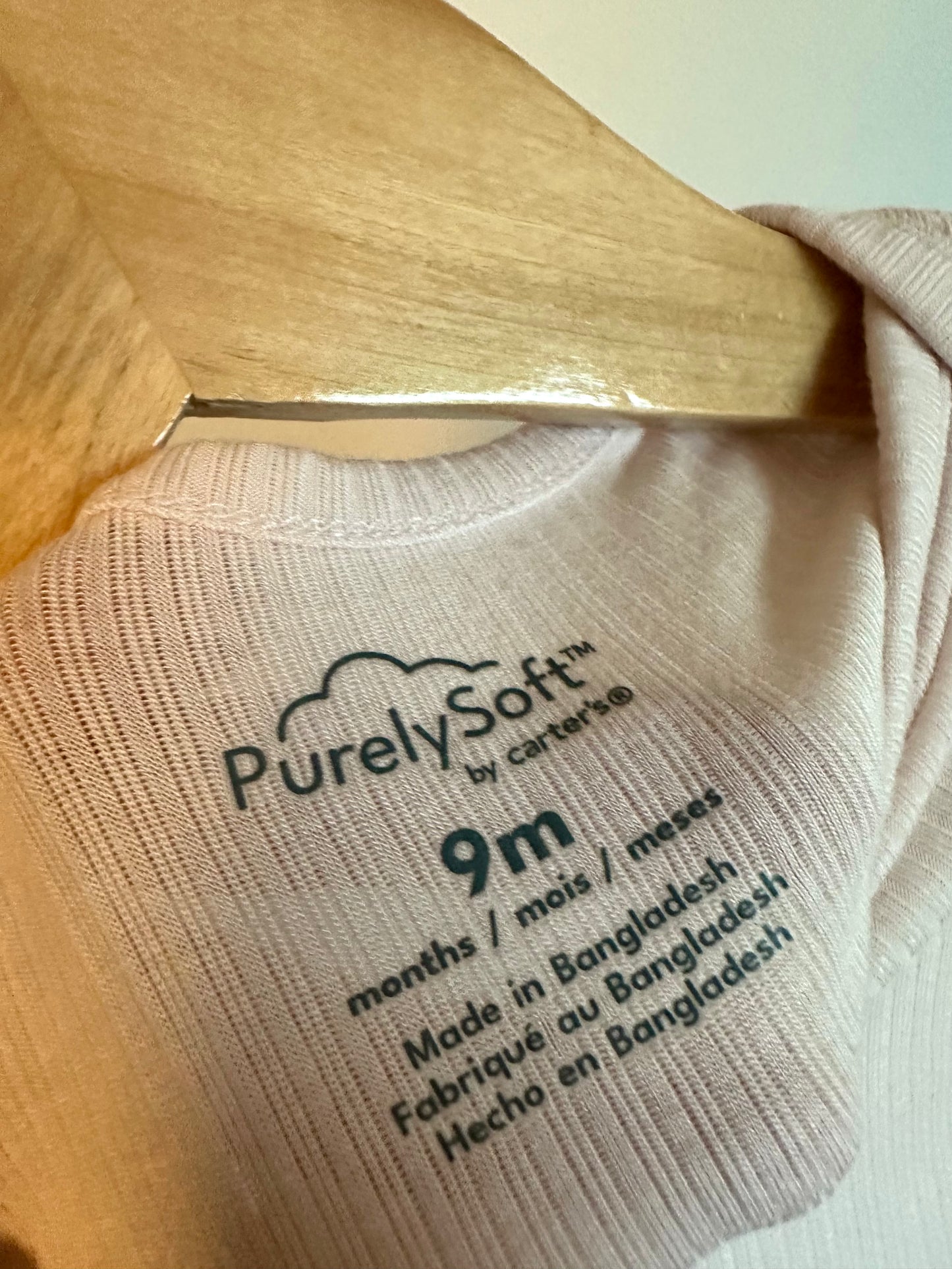 Soft Pink Ribbed Bodysuit / 9m