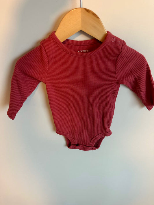 Maroon Ribbed Bodysuit / 6m