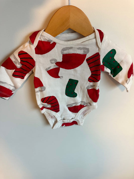 Christmas Hat + Stocking Bodysuit / 0-3m