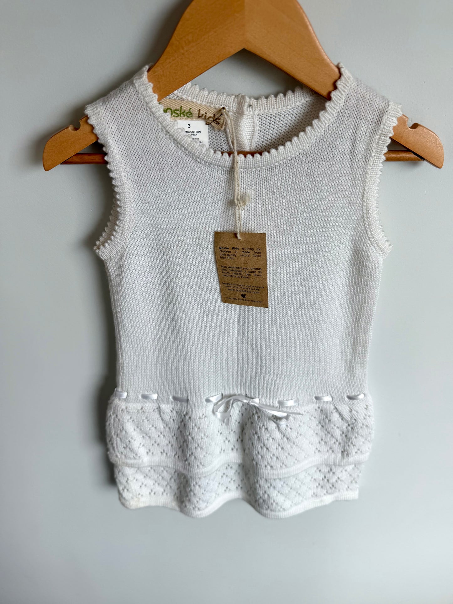 Pima Cotton White Knit Dress (With tags) / 3T