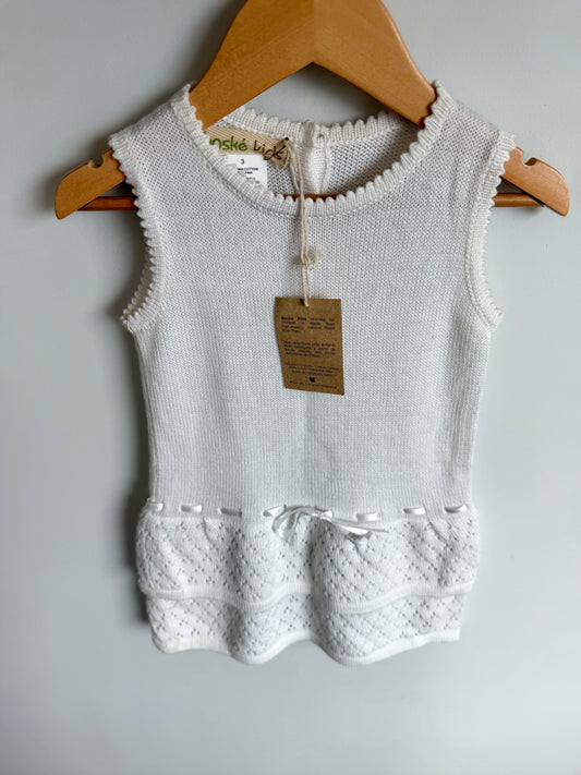 Pima Cotton White Knit Dress (With tags) / 3T