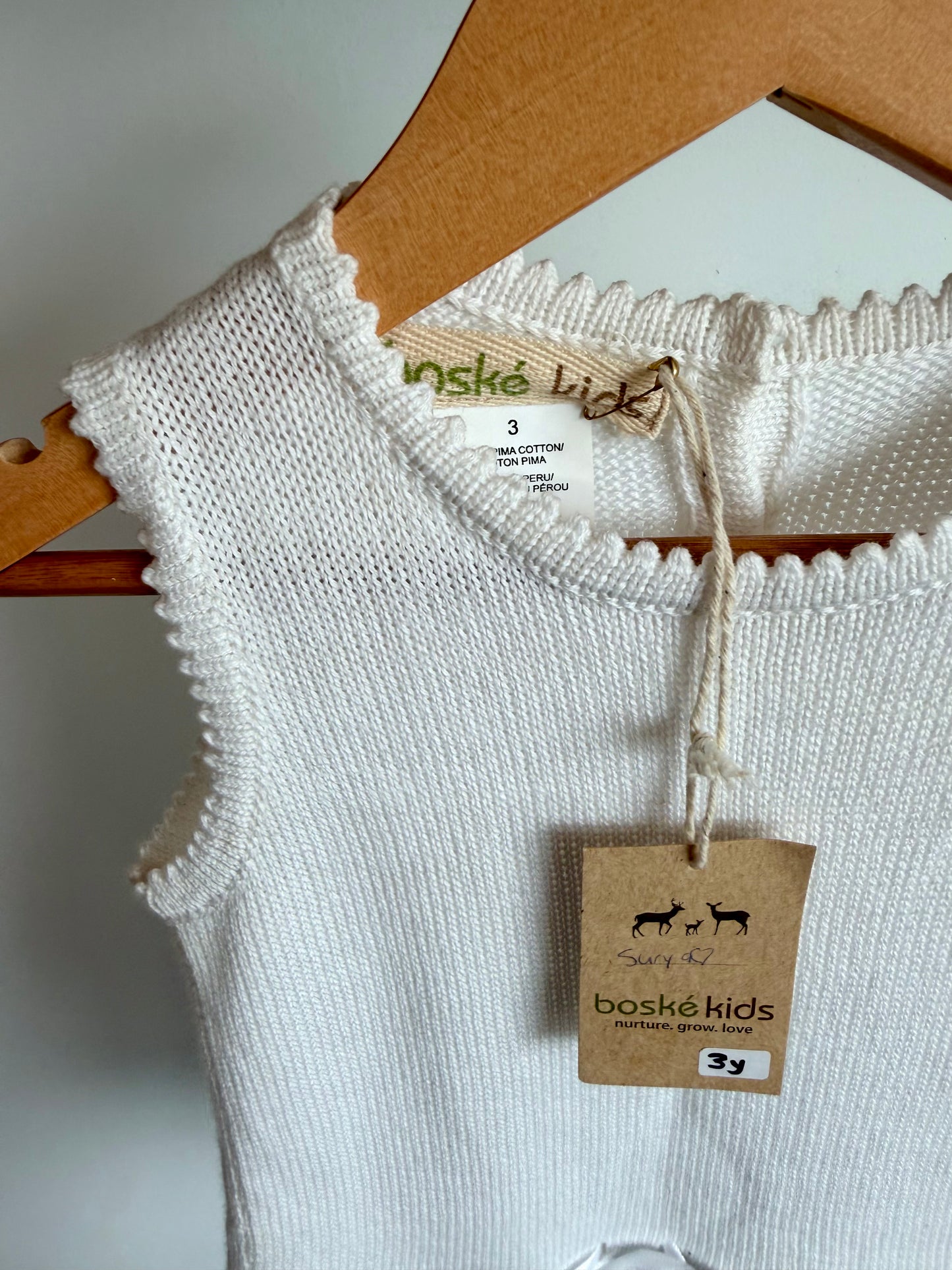 Pima Cotton White Knit Dress (With tags) / 3T