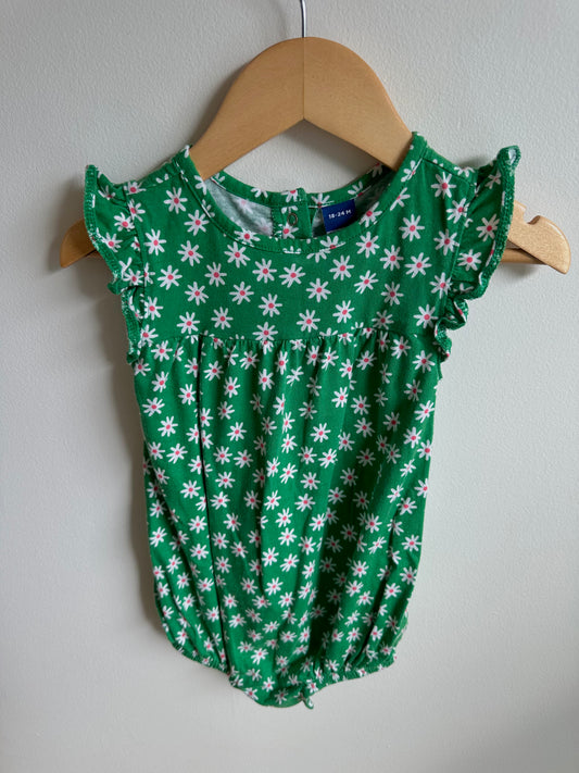 Green Daisy Bubble Romper / 18-24m