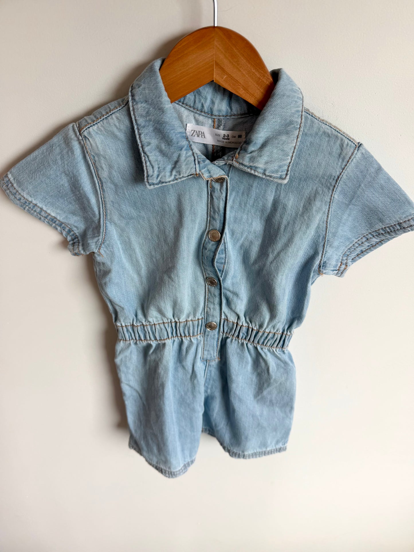 Collared Denim Romper / 2-3T