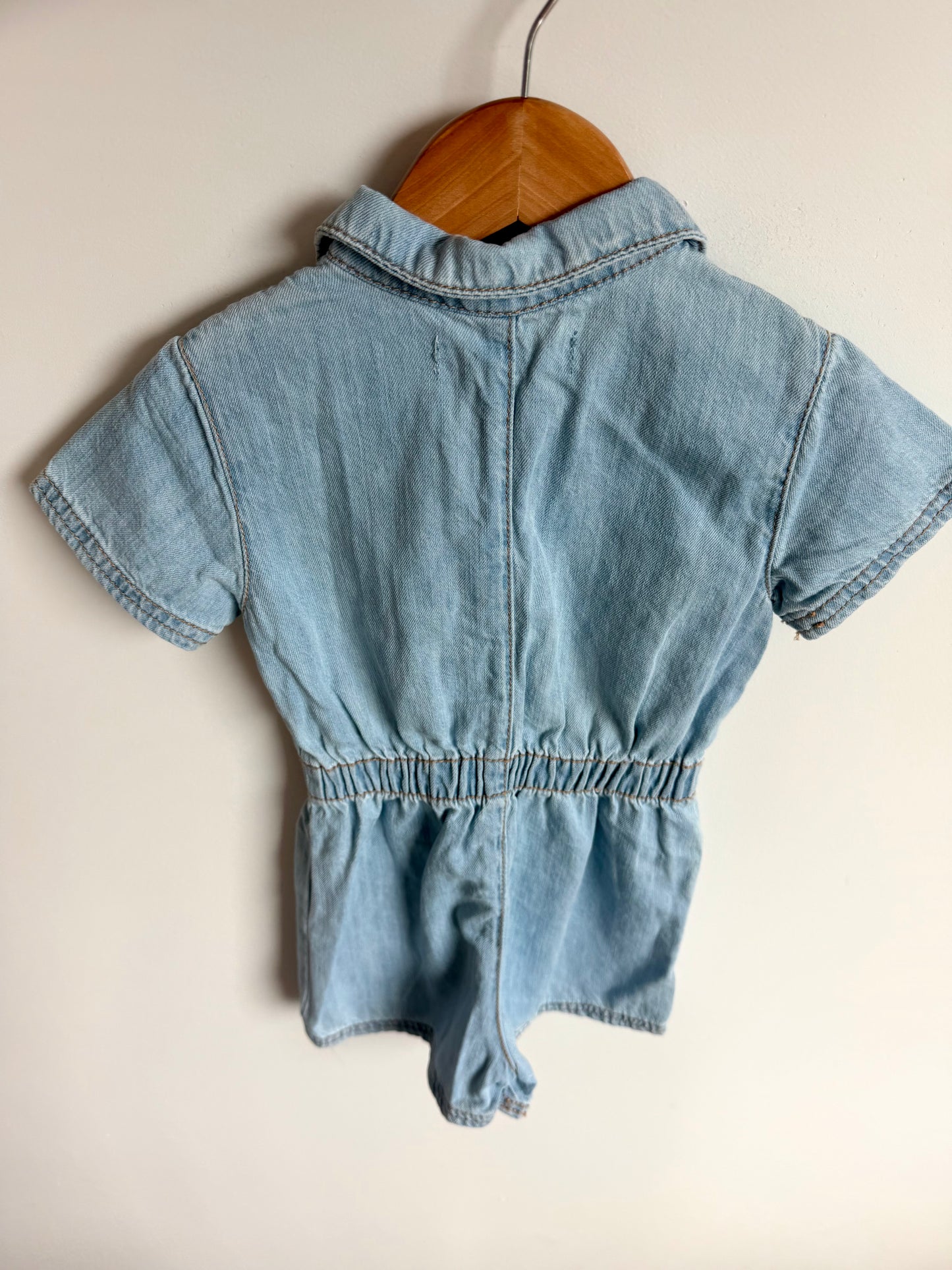 Collared Denim Romper / 2-3T