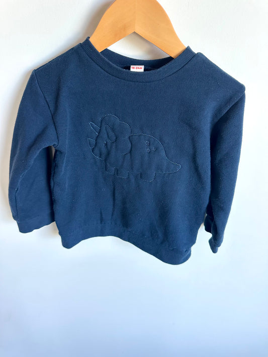 Navy Embroidered Stegosaurus Crew  / 18-24m
