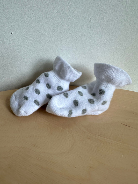 Set of Two Thick Socks- Grey + White/ 6-12m