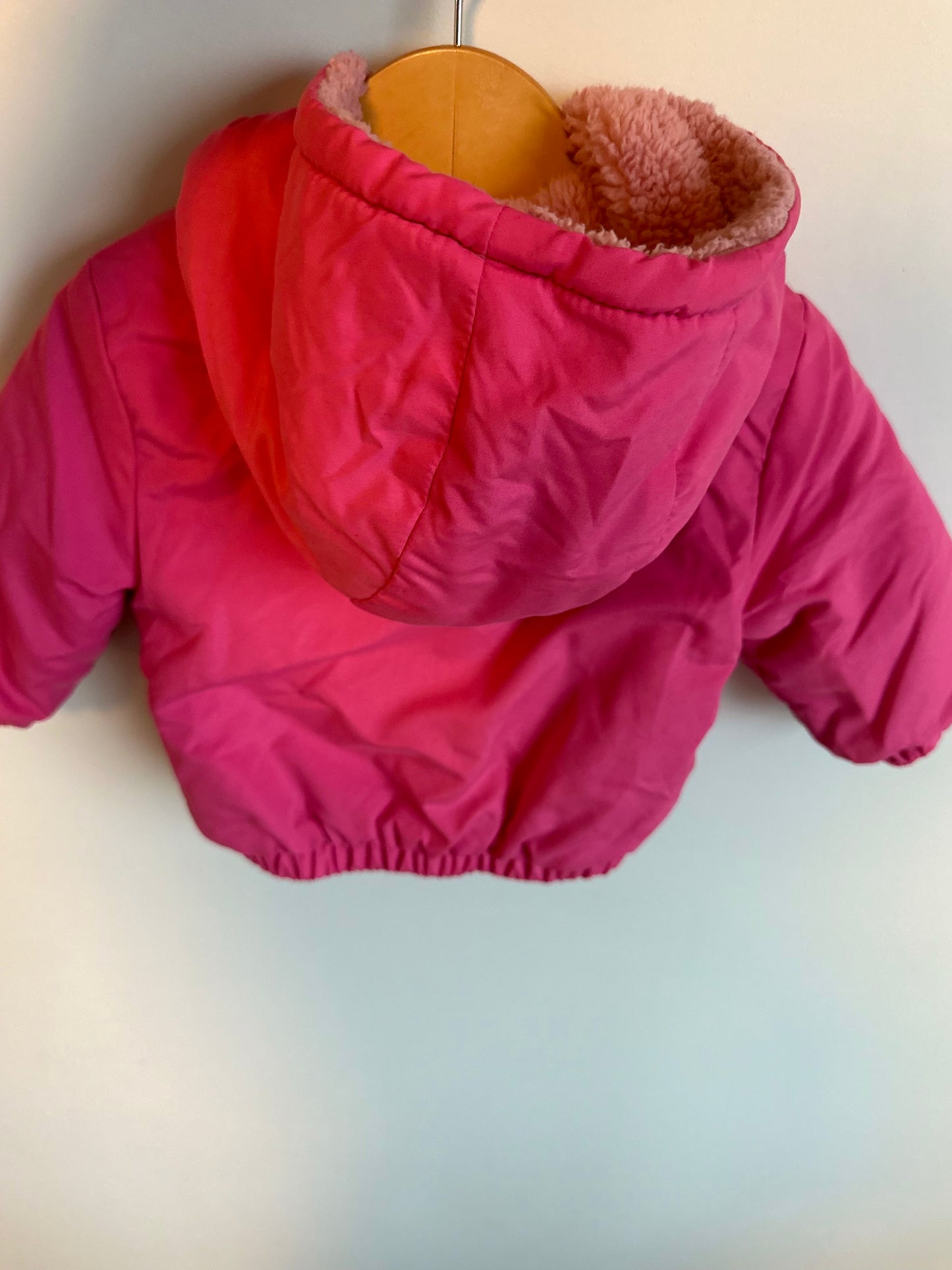 Bright Pink Hood Reversible Jacket / 6-12m