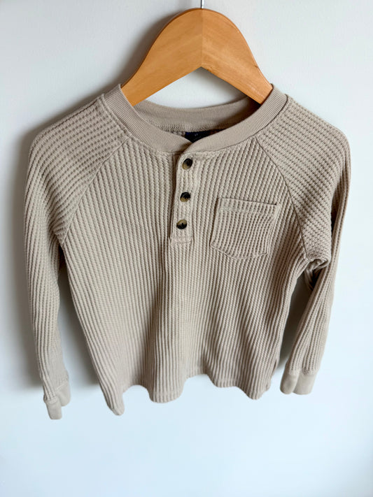 Waffle Cream Long Sleeve Top / 4-5 years