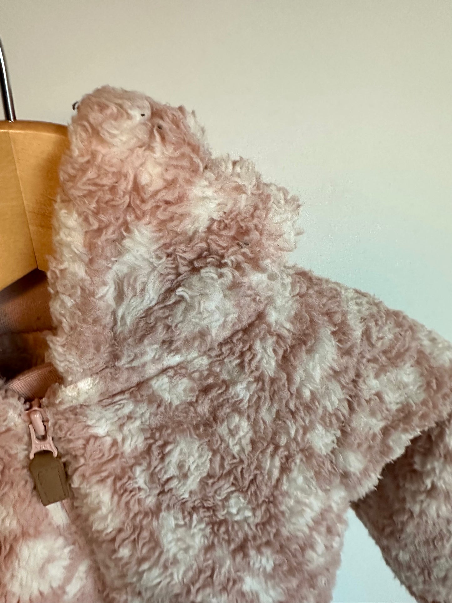 Animal Print Pink Fleece Bunting Suit / 6m