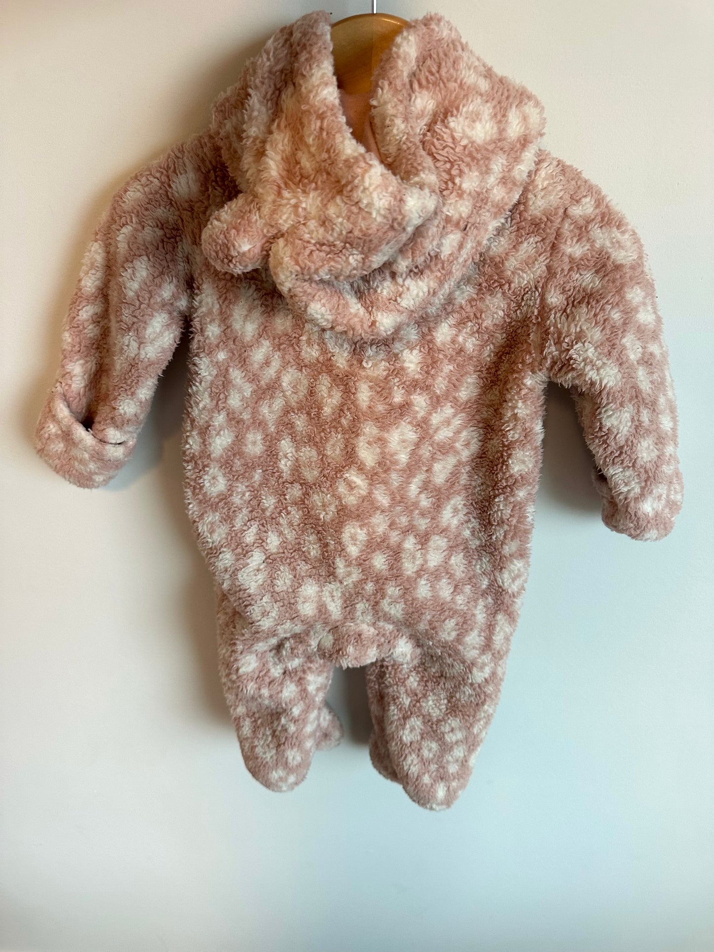 Animal Print Pink Fleece Bunting Suit / 6m